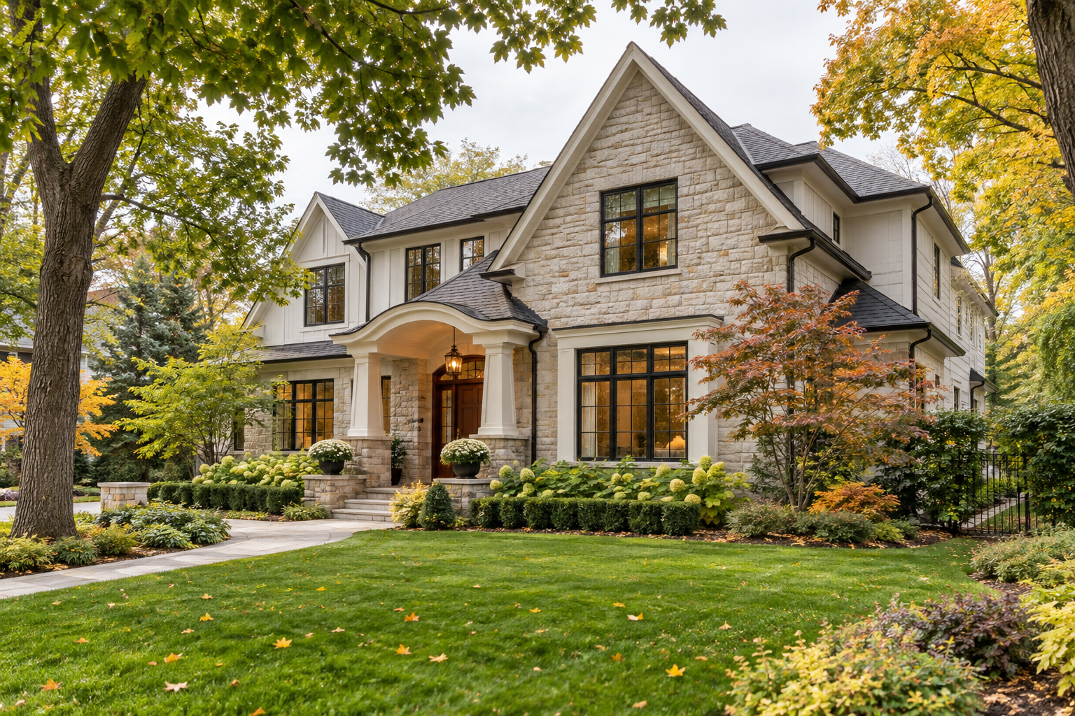 Well-maintained high-end suburban home with mature landscaping in Edina, Minnesota.