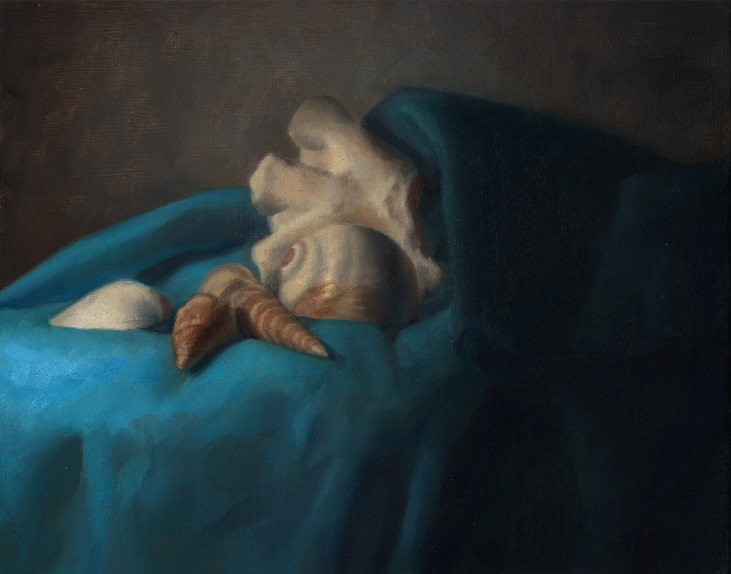 Seashels with Deep Blue - Oil on panel, 10x8"