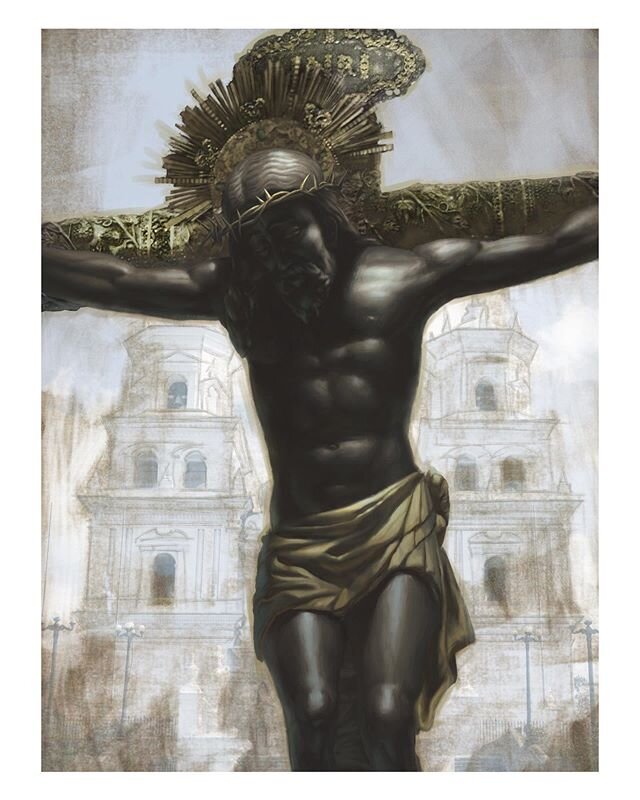 I made this digital painting in remembrance of the festival of the Cristo Negro de Esquipulas. I grew up near a church that held a replica of the original 16th century &ldquo;Black Christ&rdquo; sculpture, during the heyday of its worship. I remember