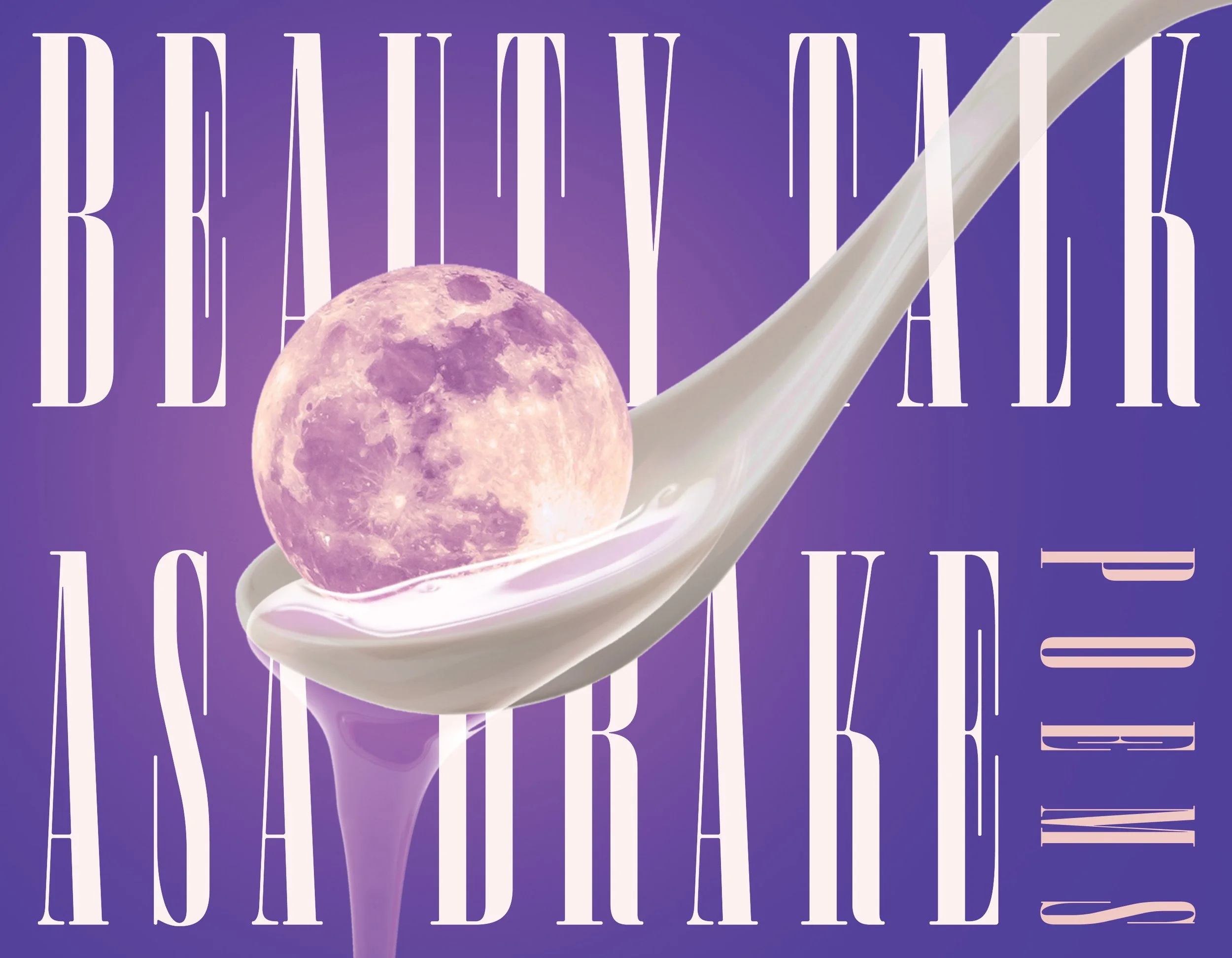 "Beauty Talk" by Asa Drake has a purple cover with a cream spoon and a warm moon.