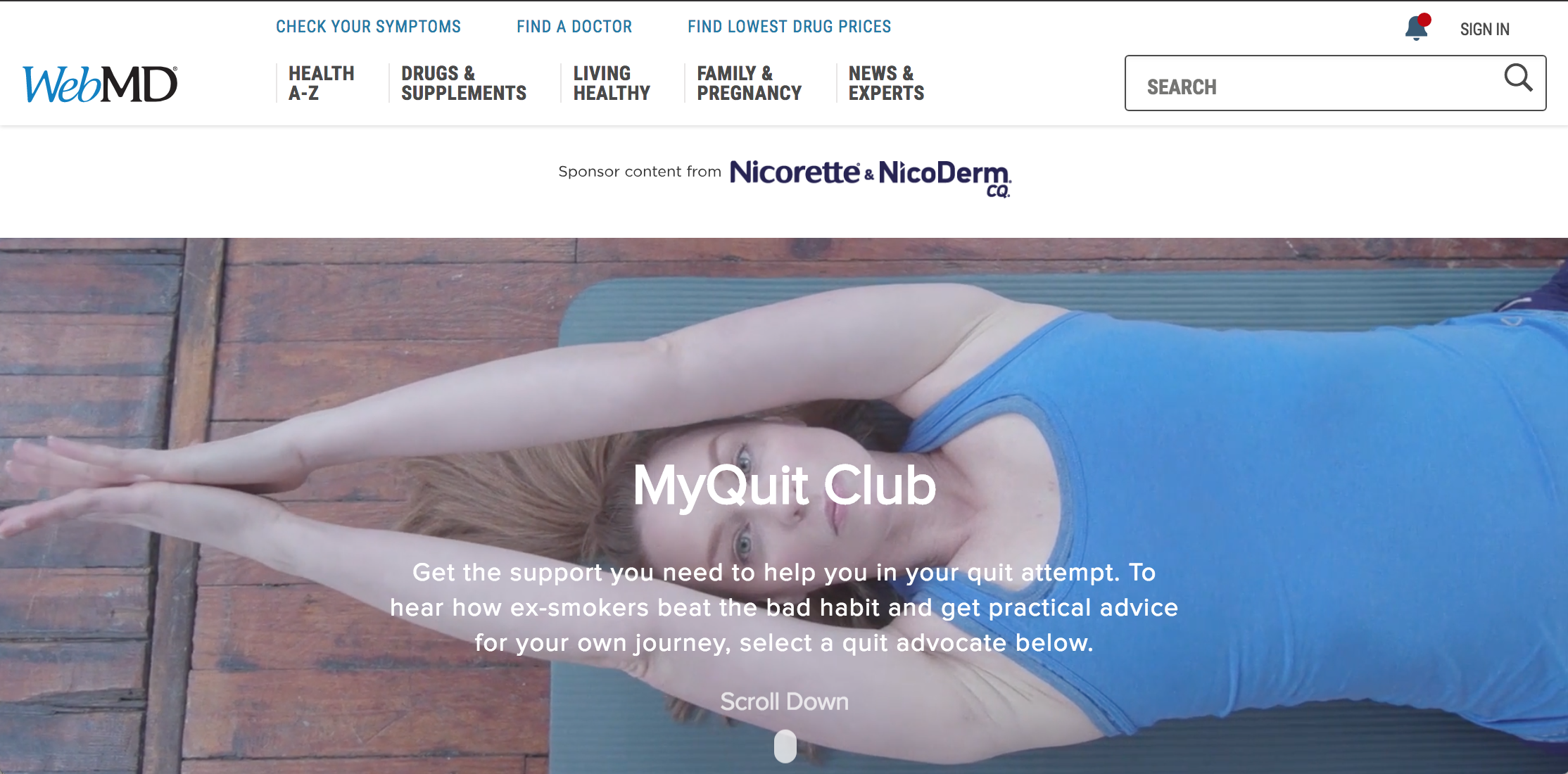 WebMD x Nicorette, MyQuit Club