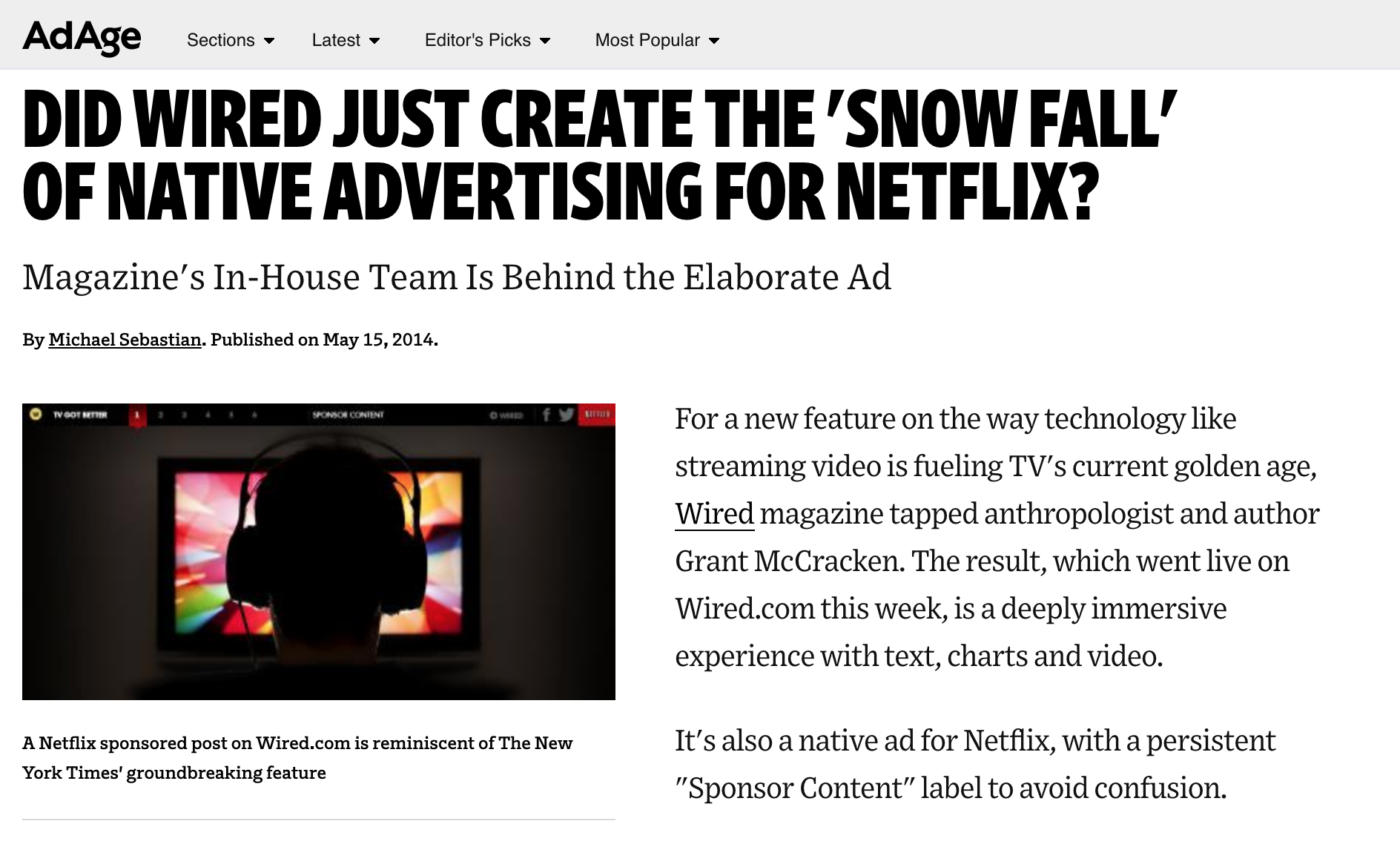 Press coverage of Netflix x WIRED, "TV Got Better"
