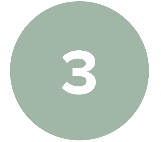 White number three on a green circle background.