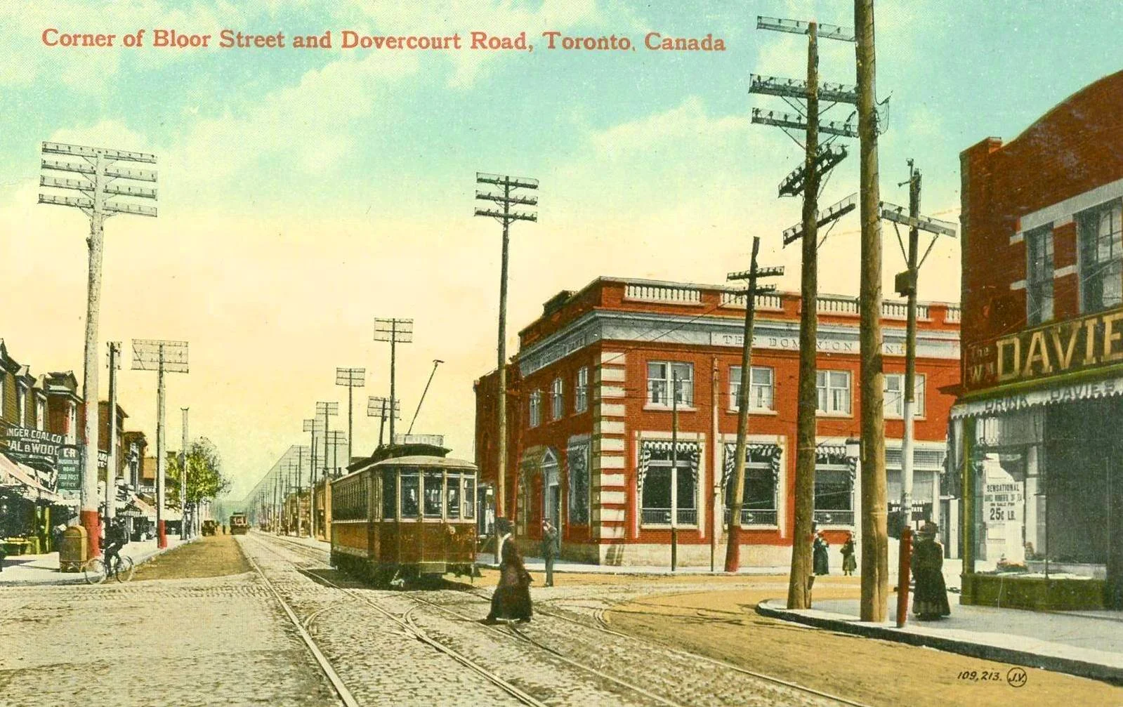 POSTCARD - TORONTO - BLOOR STREET AND DOVERCOURT ROAD - STREETCAR - STORE SIGNS - c1910.jpg