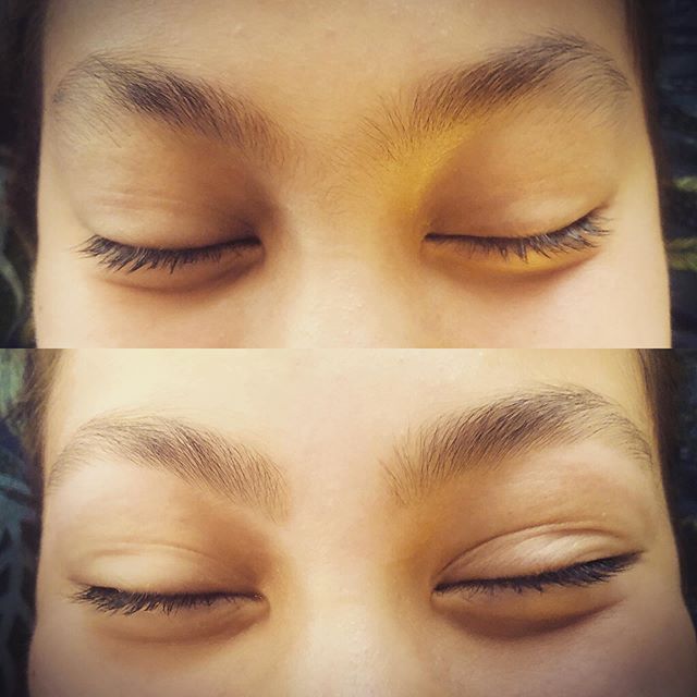 NOW HEAR THIS: Appointments available tomorrow! 💋 Dont you just love this teen&rsquo;s smiling eyes in her Sugarpuss before &amp; after? Look how expertly framed they are by those cleaned up brows! &hearts;️👀 Sugarpuss Beauty is here for all your b