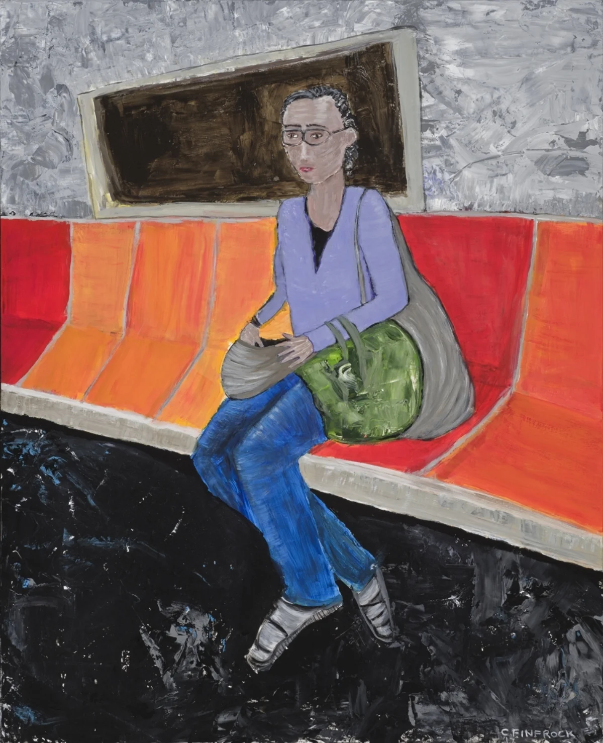 "Riding the Red Line" acrylic on claybord 30" x 24" 2017