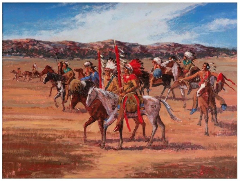 study for Quartz Mountain: Sacred Ground - The Past, Warriors of the Great Plains or "Warriors of the Plains"