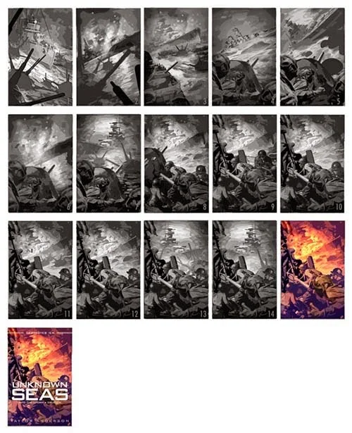 Destroyermen: Fire on the Water. Sketches for volume II. This time showing a little more of the human element and action from the americans POV. The series is called DestroyerMEN after-all! 