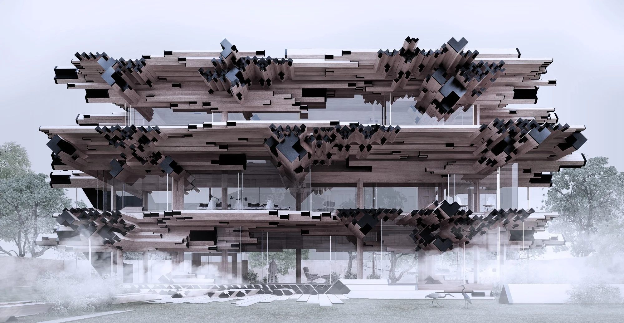 ‘Multi Family House’ (Rendering courtesy of Gilles Retsin Architecture)