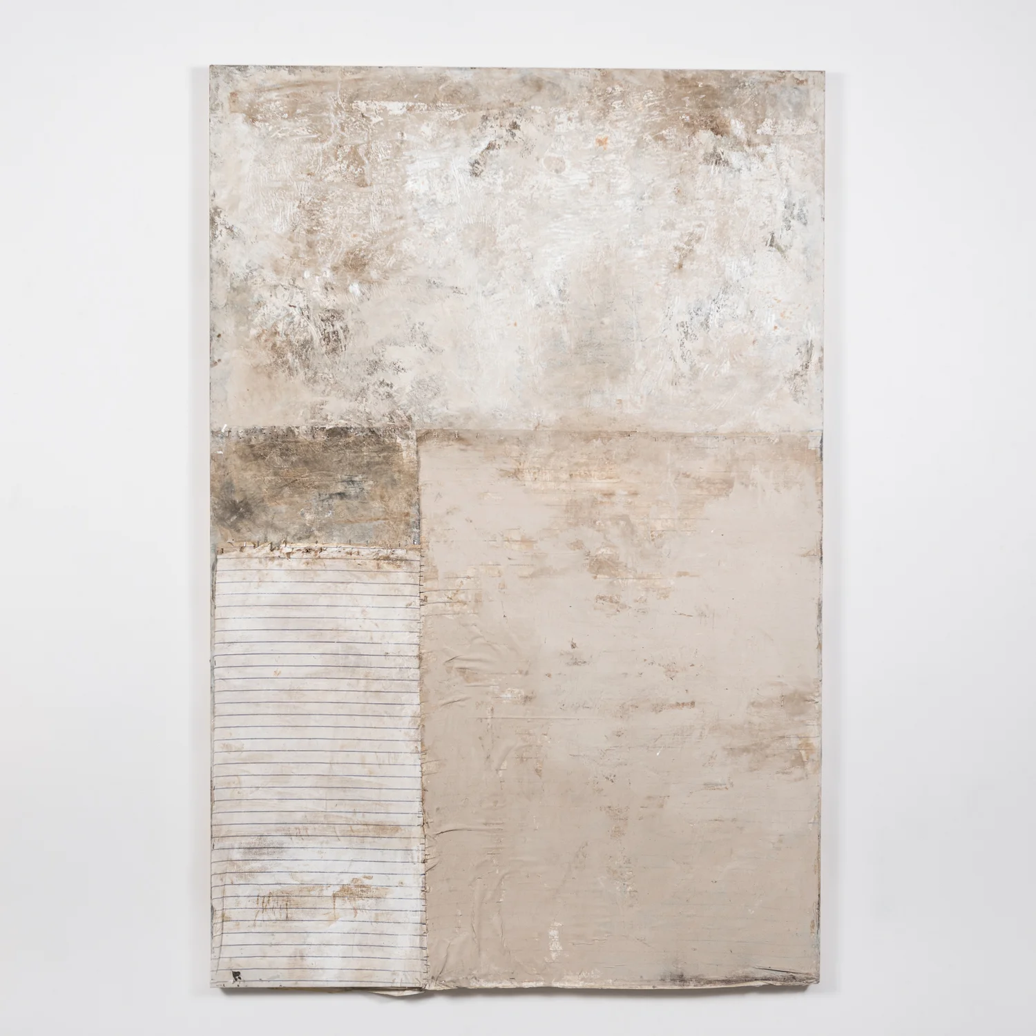   My Only Company   oil, staples, linen on masonite  72” x 48” 