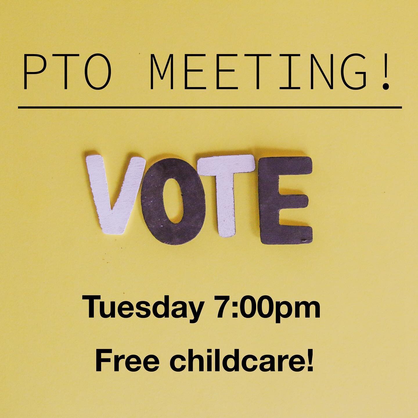 Please join us at the PTO meeting on Tuesday at 7:00pm in the LRC! Free childcare provided! We will be voting to approve the funds for the outdoor improvement project. According to the PTO bylaws, voting must take place in person by paid members of t