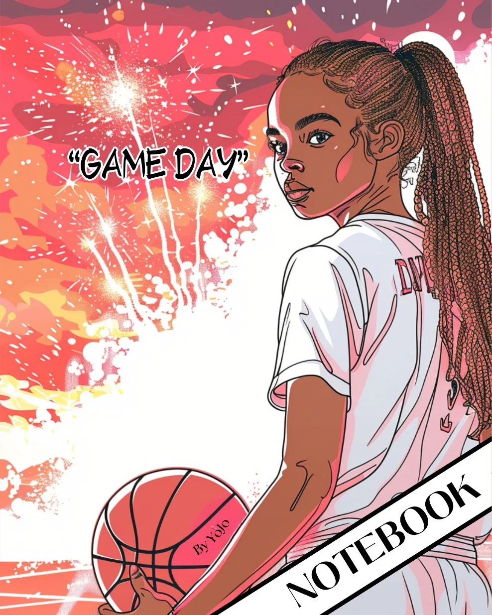 "Game Day" Girl's Basketball themed notebook