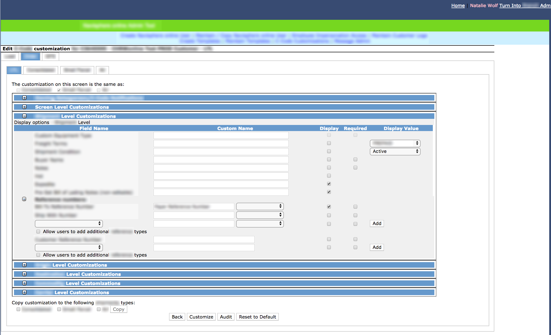 The old tool our administrative users were using to setup customizations for the form. We watched our users perform a basic customization on this screen.