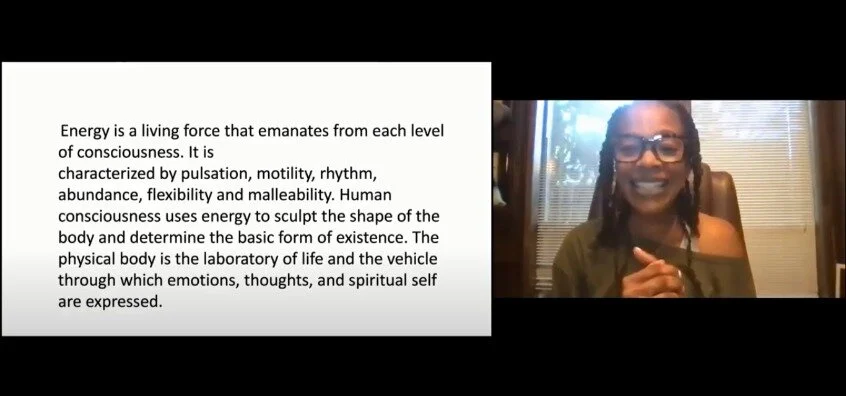Pictured above, an excerpt from Dr. Desiree Coleman’s presentation on Subtle Energy and Yin Yoga.