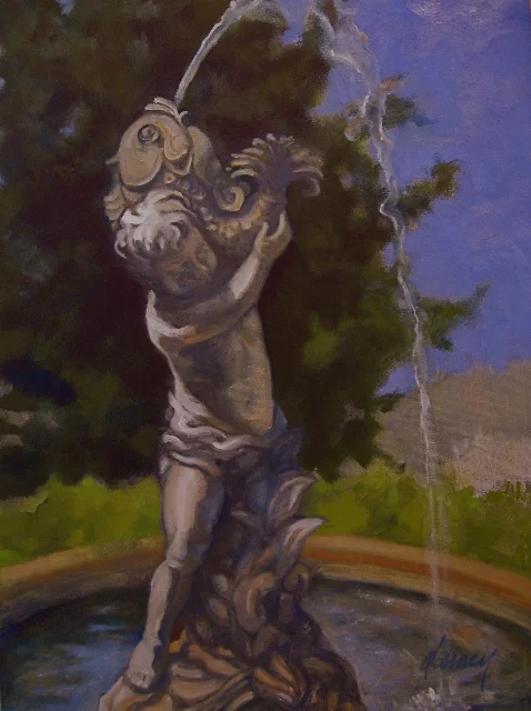 BOY WITH FISH FOUNTAIN OIL SOLD