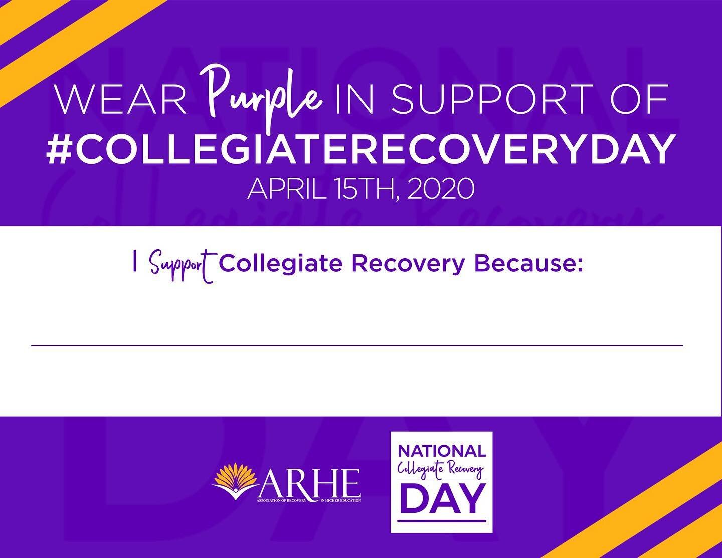 Collegiate recovery is important. Every person in recovery deserves an education and the support to achieve their dreams. Let&rsquo;s remove barriers and help! Tell us why you support #collegiaterecoveryday To support this cause, head over to @colleg