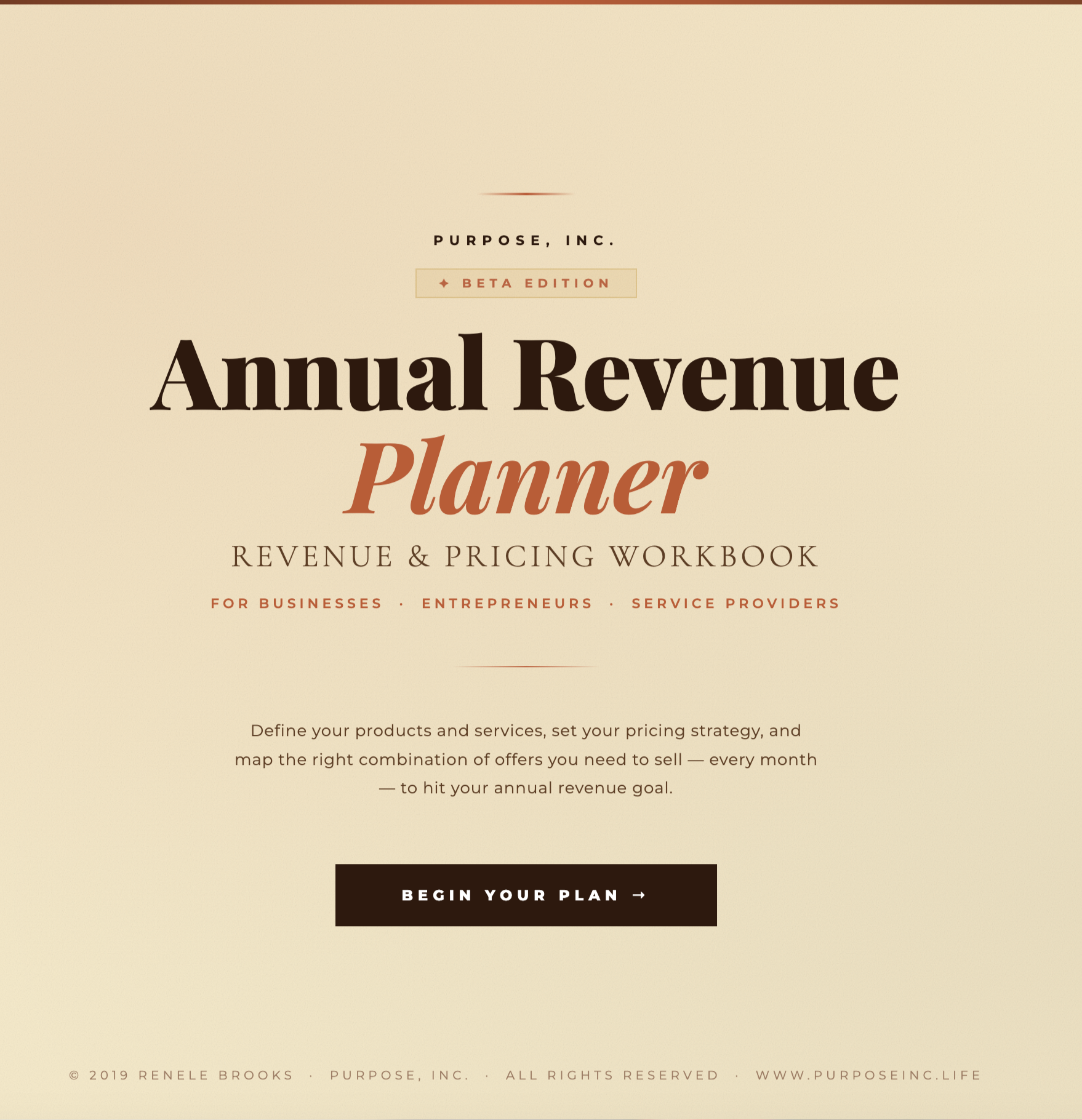 Interactive Annual Revenue Planner Beta Edition-  (Best Pricing Ends April 27, 2026)