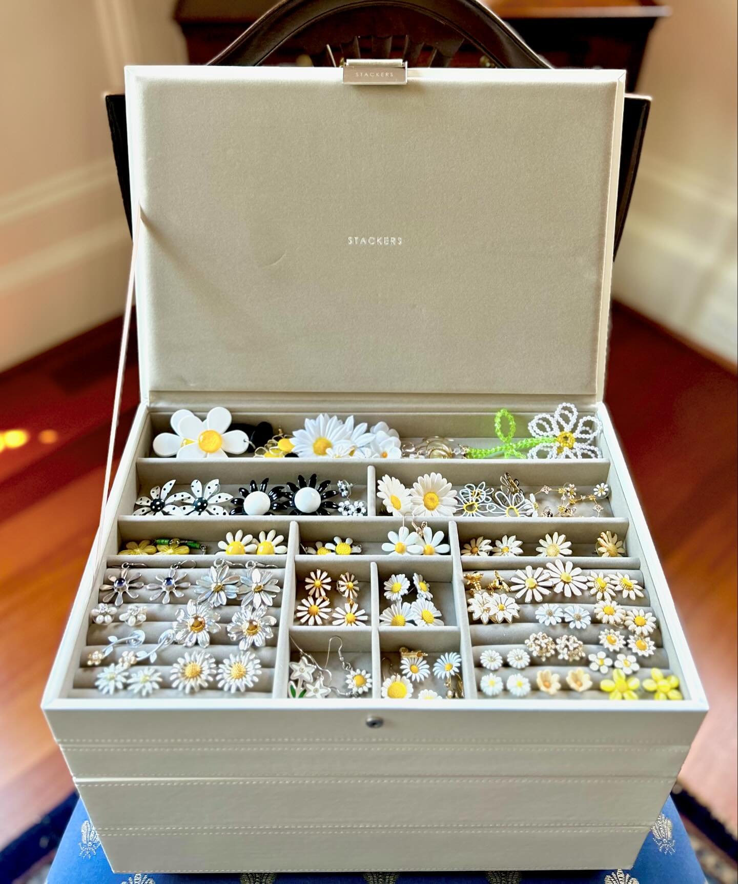 Wednesday Wonderment AFTER⚜️
(Swipe for the BEFORE)

This jewelry collection is now neatly contained and easily accessible thanks to @mystackers - one of my favorite spatial solutions for organizing jewelry. This system utilizes both vertical (when s