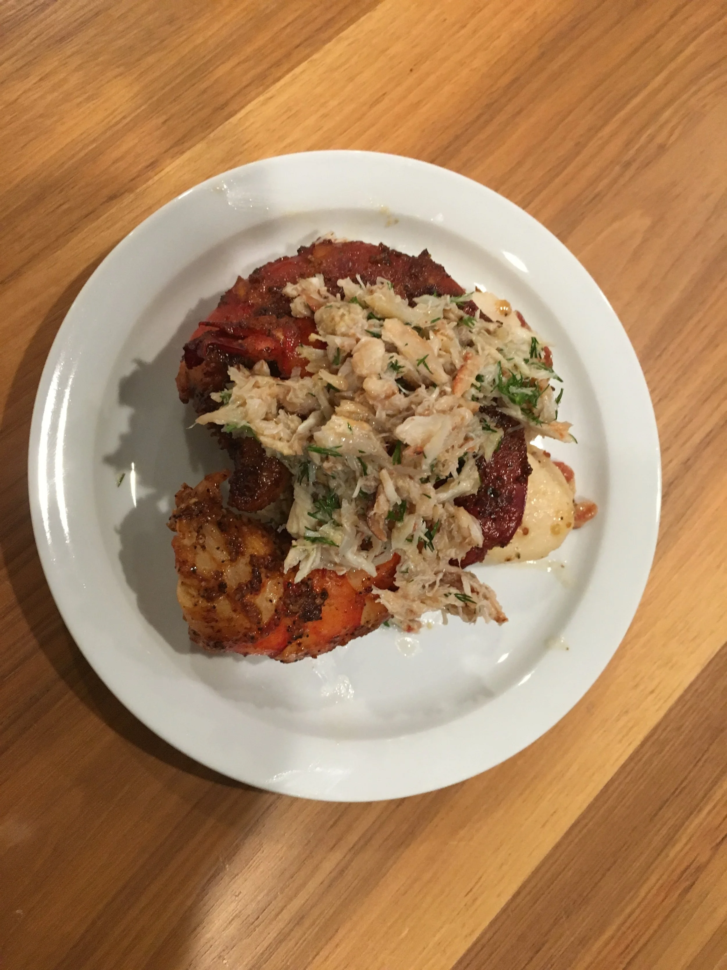 Seared Jumbo Prawns with Dungeness Crab Slaw
