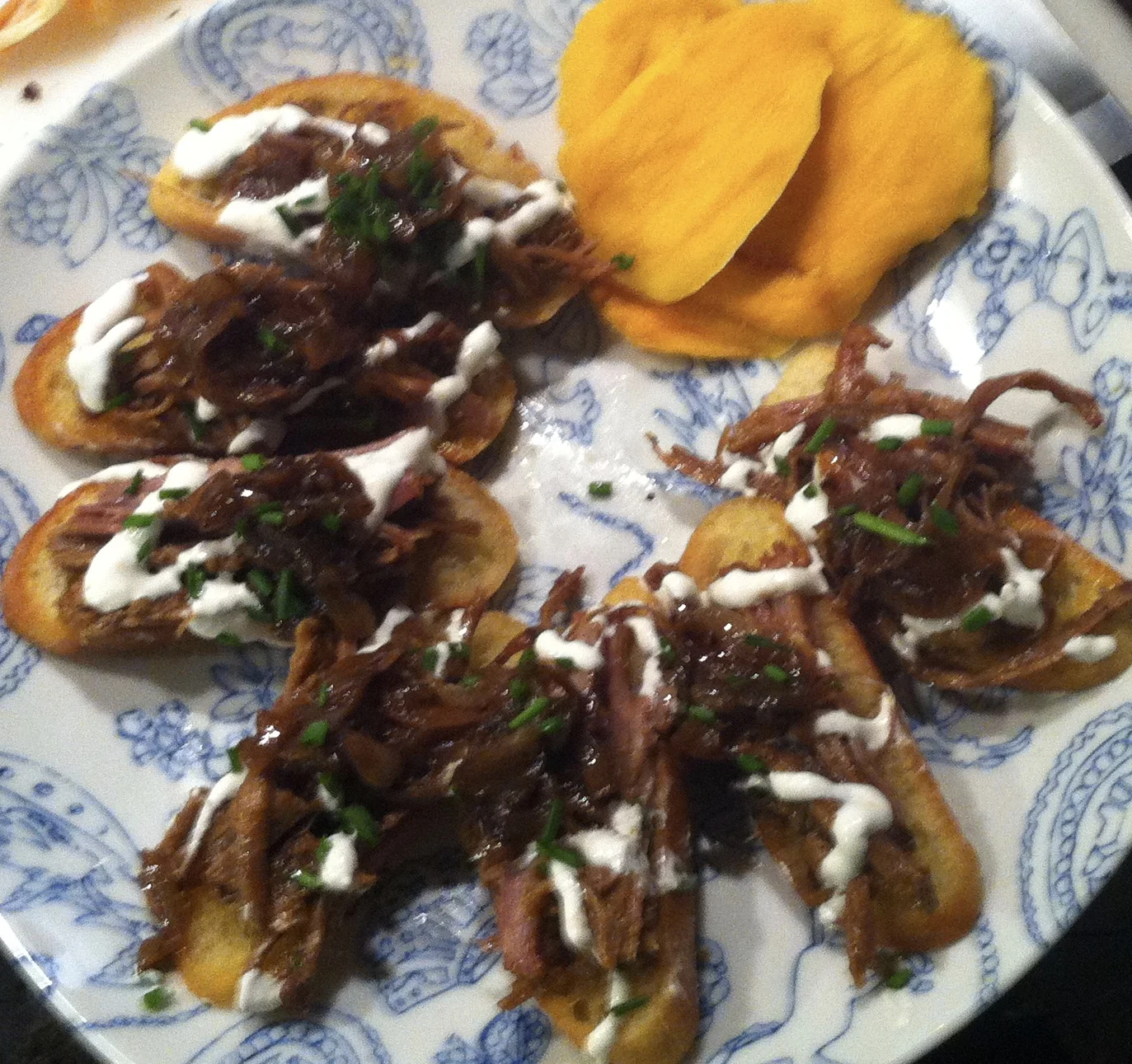 Brisket W Chive and Horseradish Creme Fraiche on Crostini