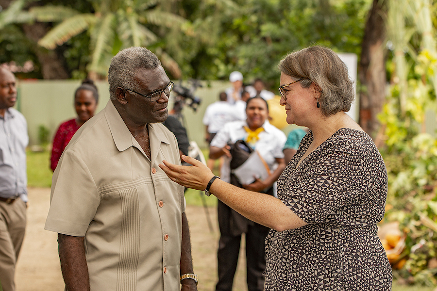 Solomon Islands Prime Minister, Hon Manasseh Sogavare (second from left) and Acting Australian High Commissioner, Sally-Anne Vincent