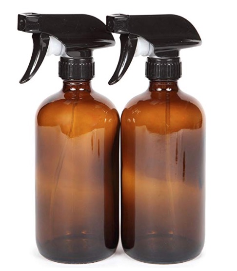 2 x 16oz amber glass spray bottles