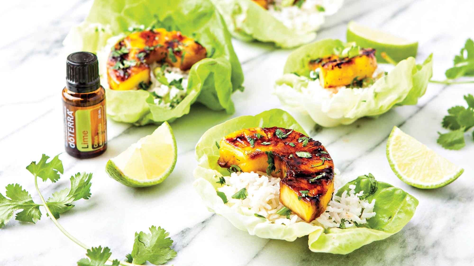 Lime Grilled Pineapple Lettuce Cups