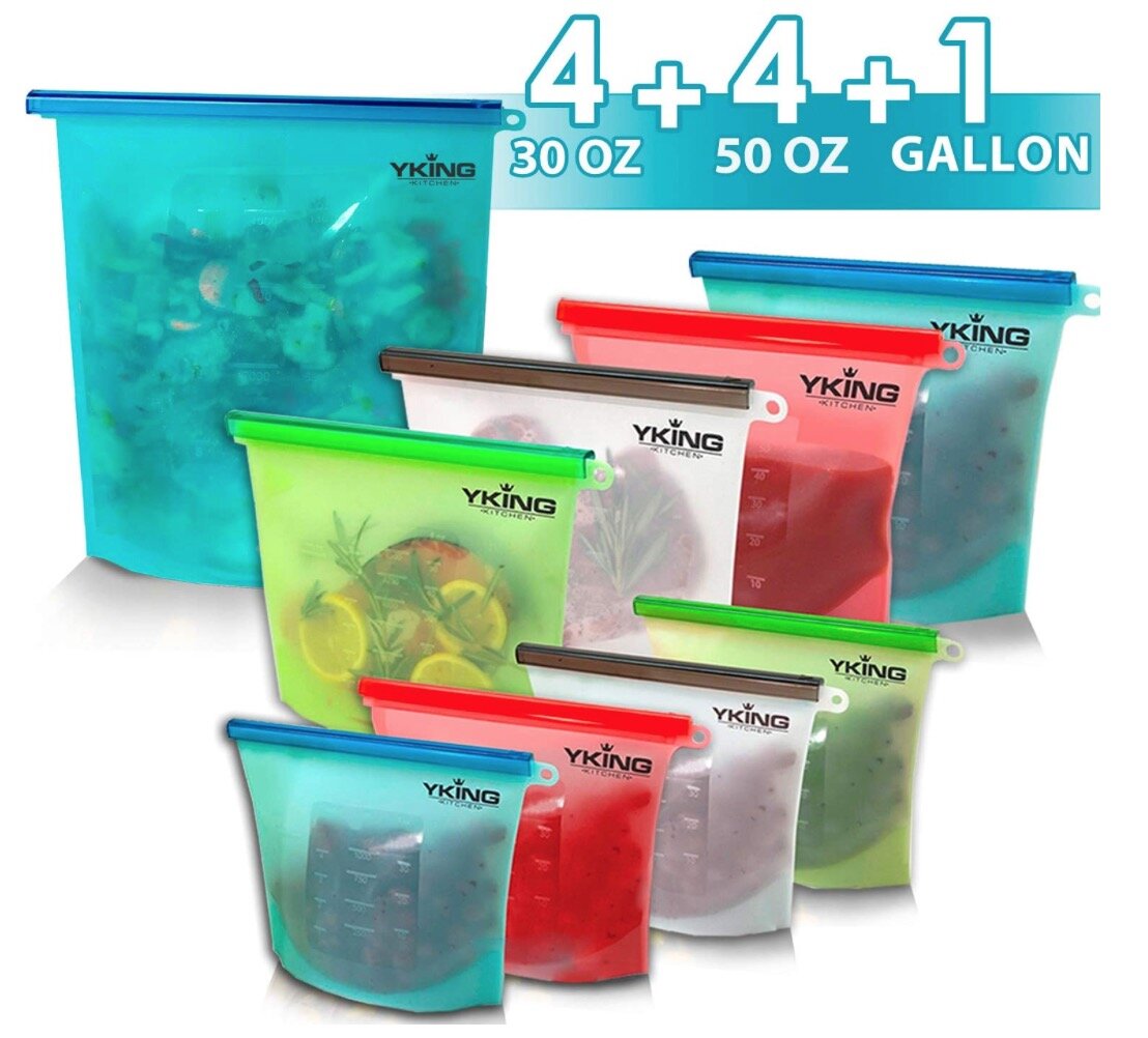 Set of 9 silicon freezer bags