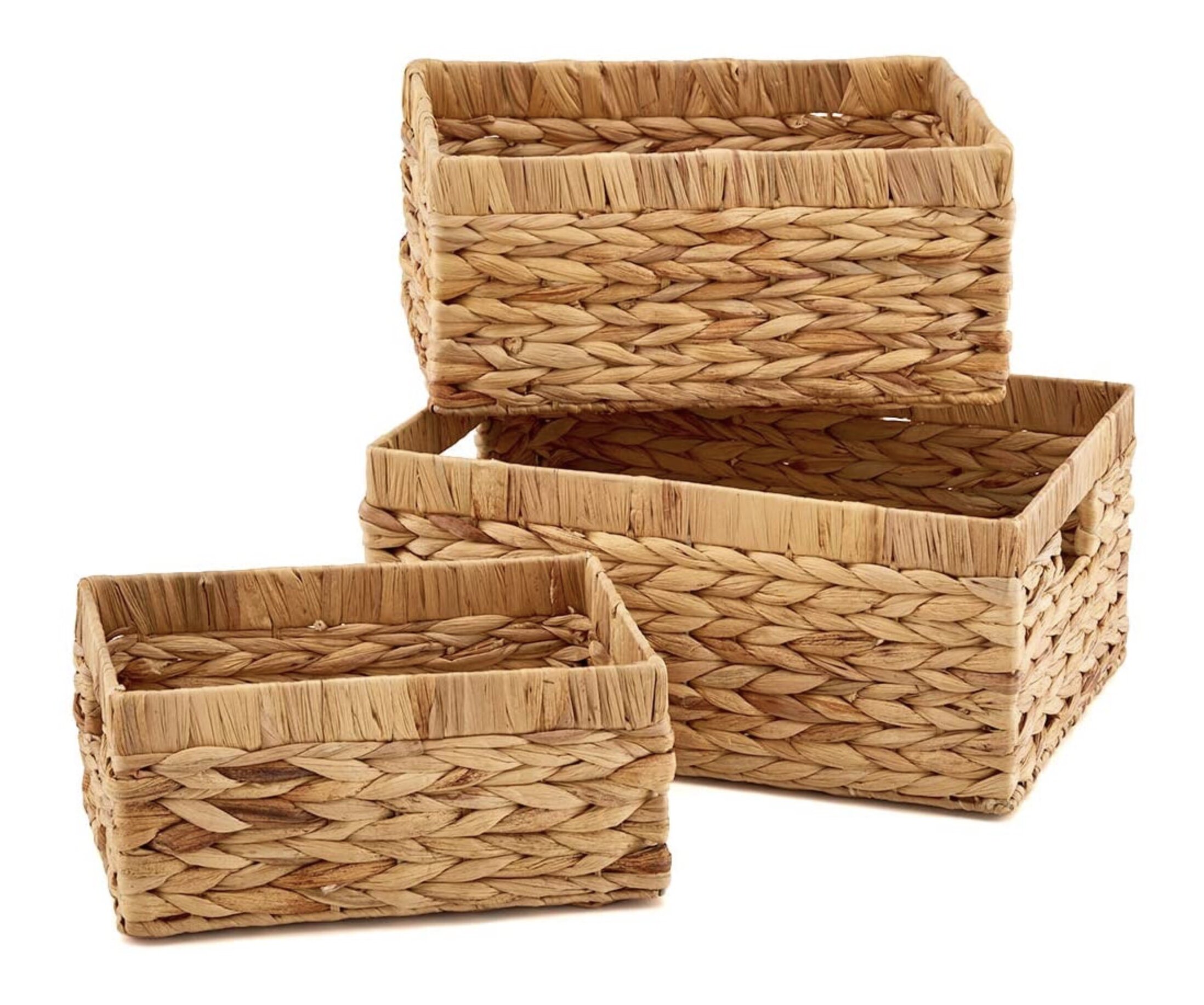 3 x wicker linen baskets
