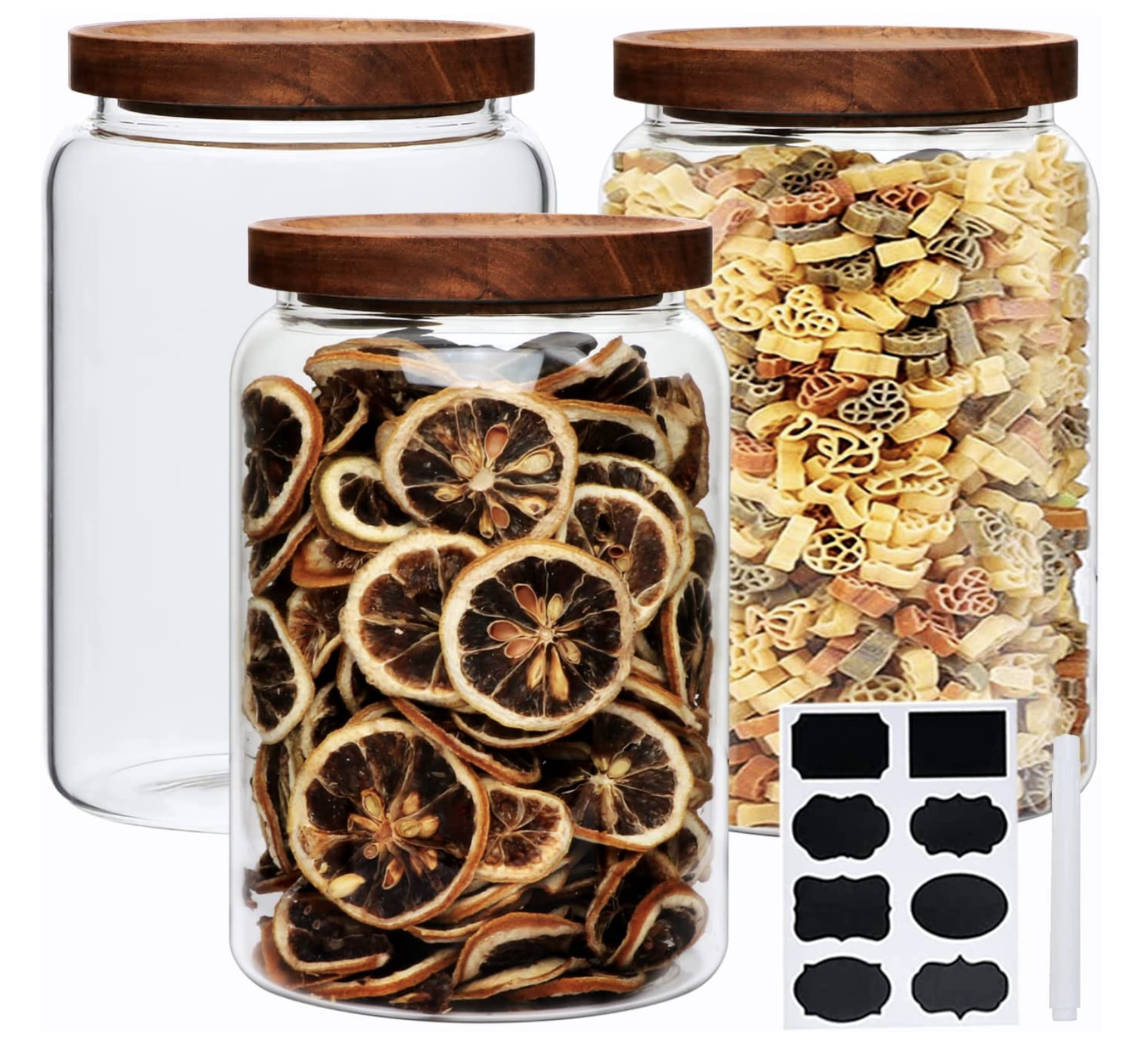 3 x 67oz glass jars with wood lids