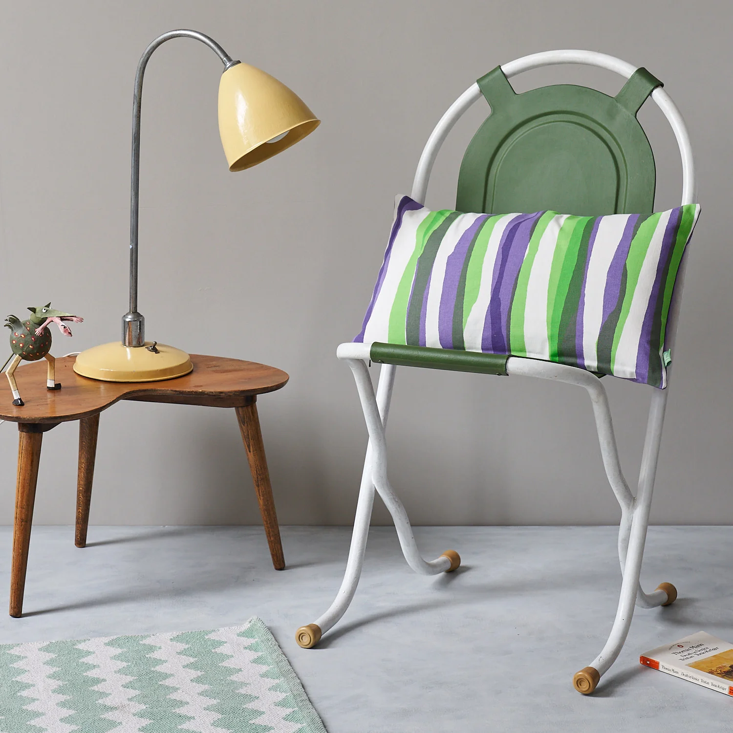 Props from Madelon Vriesendorp’s flat with one of her creations and my spring sunshine cushion