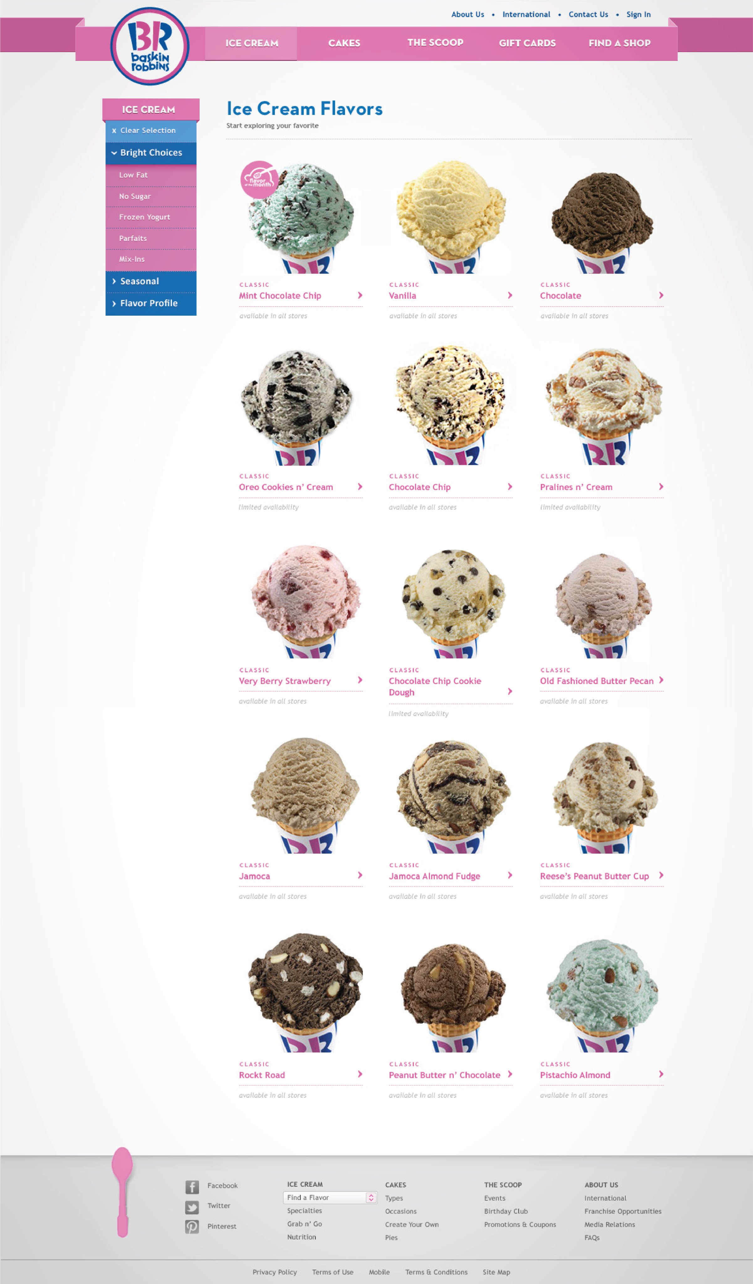 Category Page Redesign. Ice Cream Flavors
