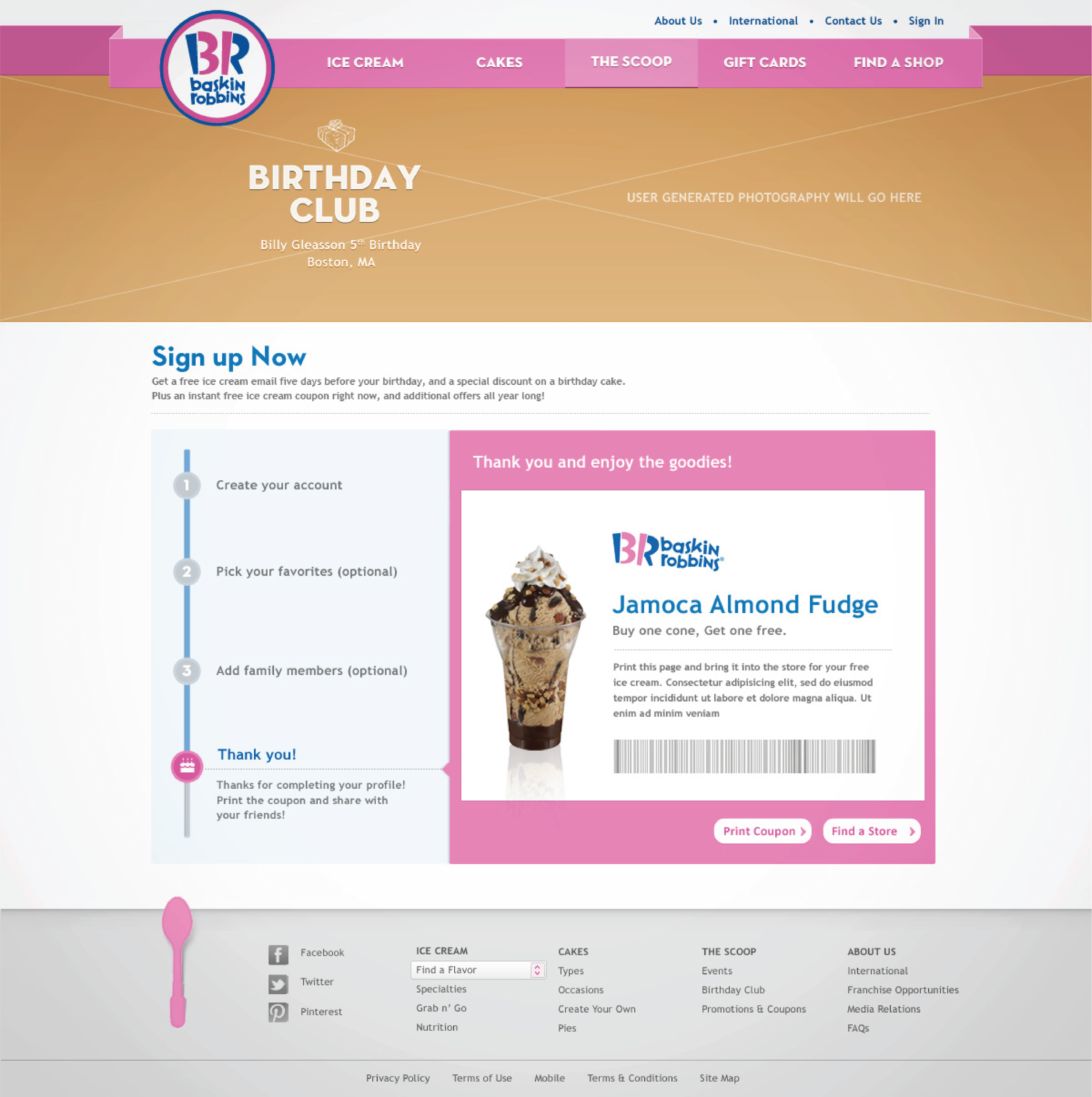 Birthday Club Signup. Precursor to loyalty program.