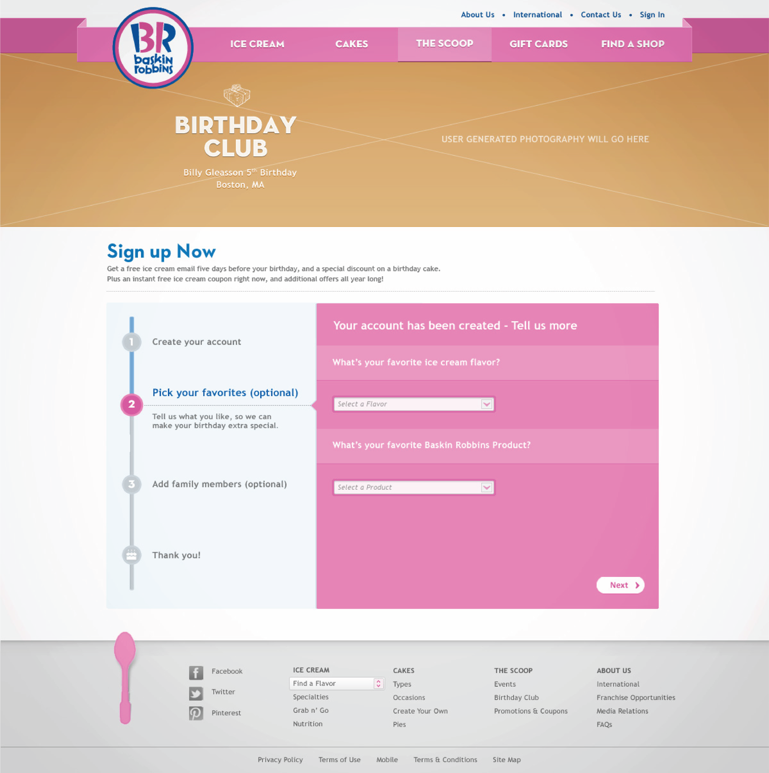 Birthday Club Signup. Precursor to loyalty program.