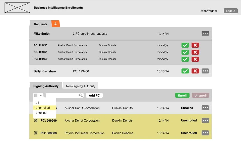 Enrollment. As a back-of-house system, XD worked directly with developers to implement.