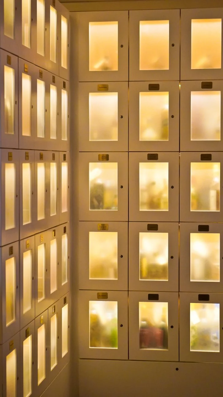 Private member lockers at Le Malt Royale
