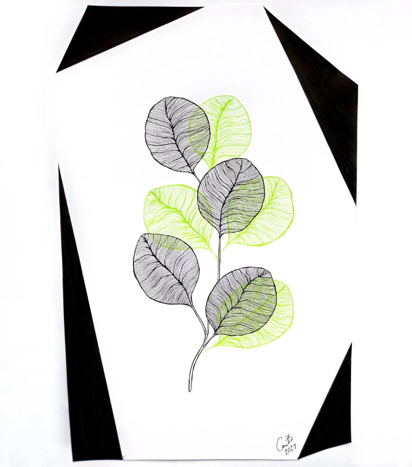 &Auml;itienp&auml;iv&auml;kortti 2021. Piirretty tussilla valkoiselle A4 paperille, mustat reunaosat tussattu my&ouml;s ja kulmat leikattu muotoon.
.
Mother's day card 2021. Ink on A4 paper.
.
.
#piirt&auml;minen #drawing #art #artistofinstagram #art