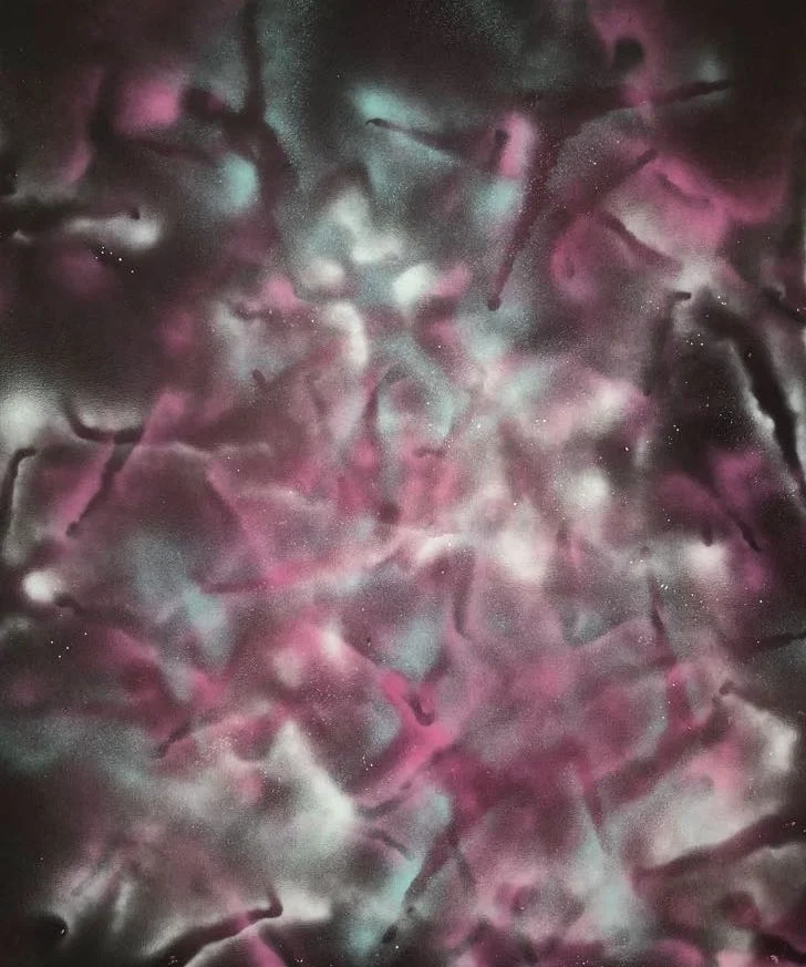 Untitled Pink & Black, Figure Series, 2018, 30x24in, Spray Paint on Canvas..jpeg