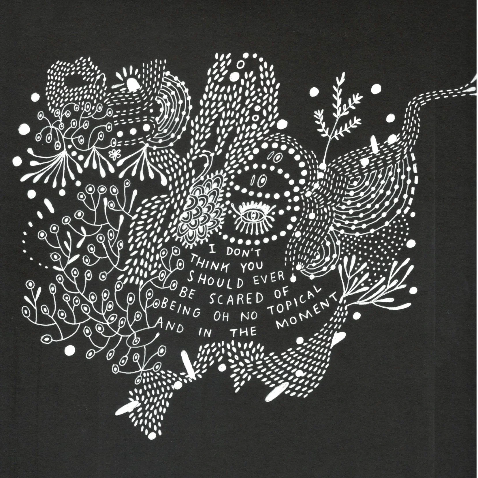 The should according to Grayson Perry. 9 in. X 12 in. White ink pen on acid free coal black paper.