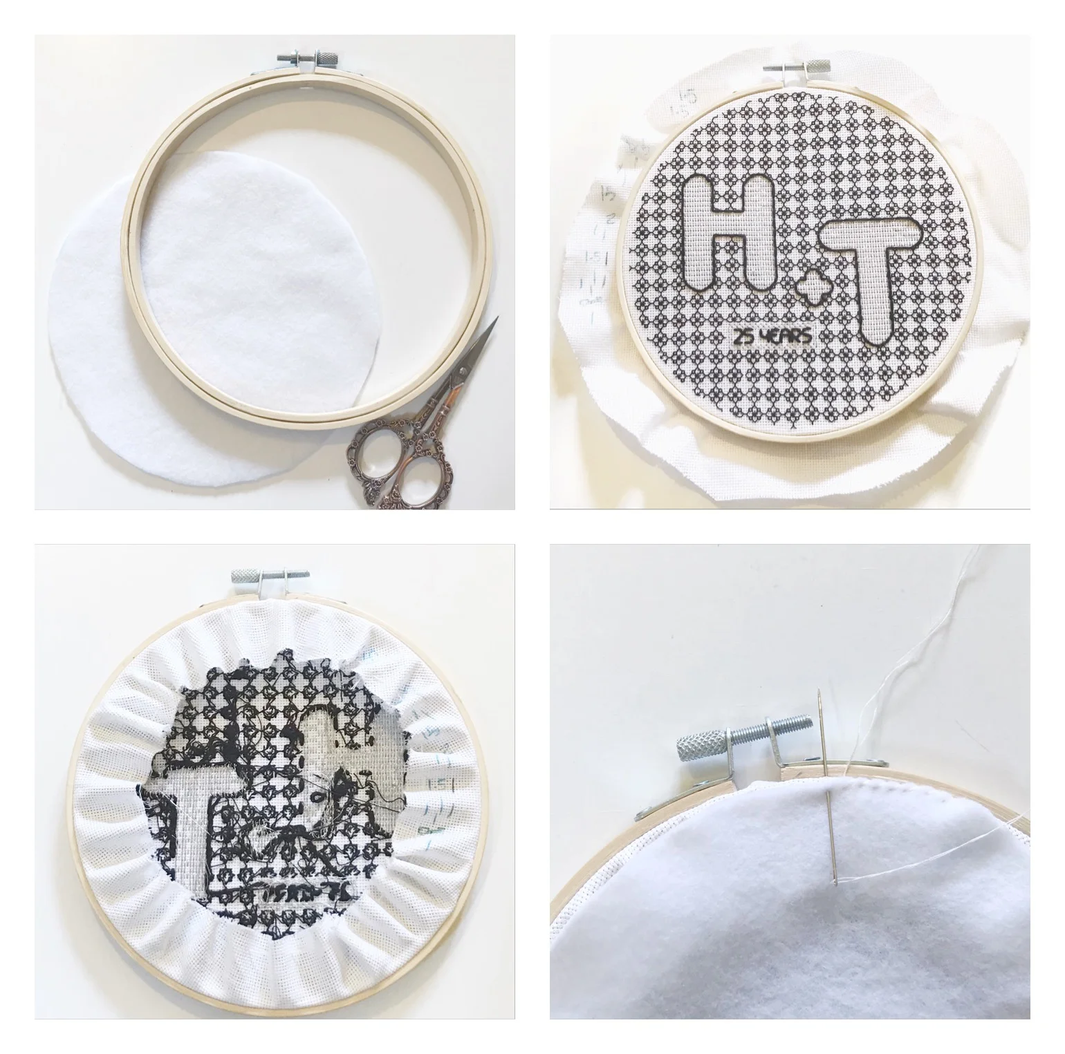 Finishing off an embroidery hoop for display