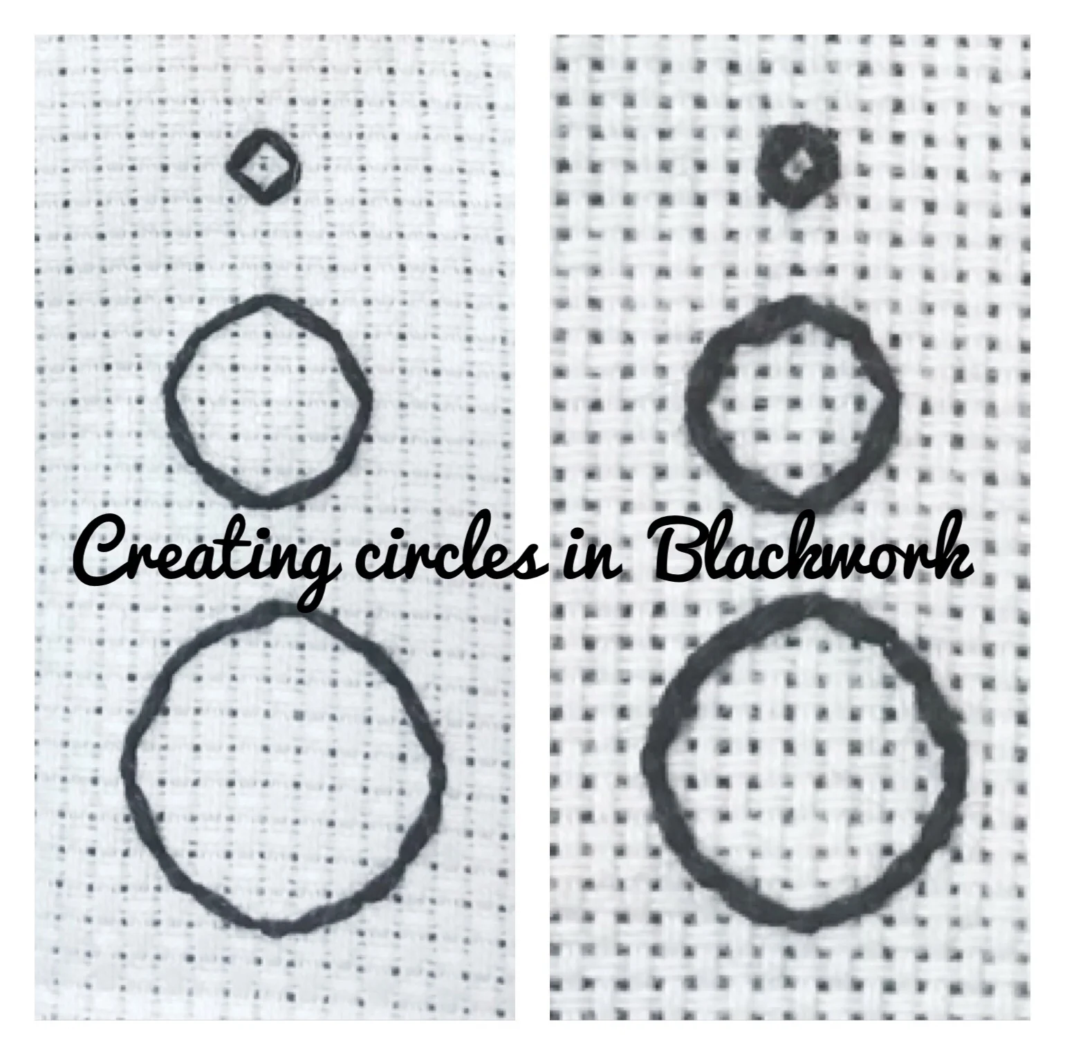 Creating circles in blackwork embroidery