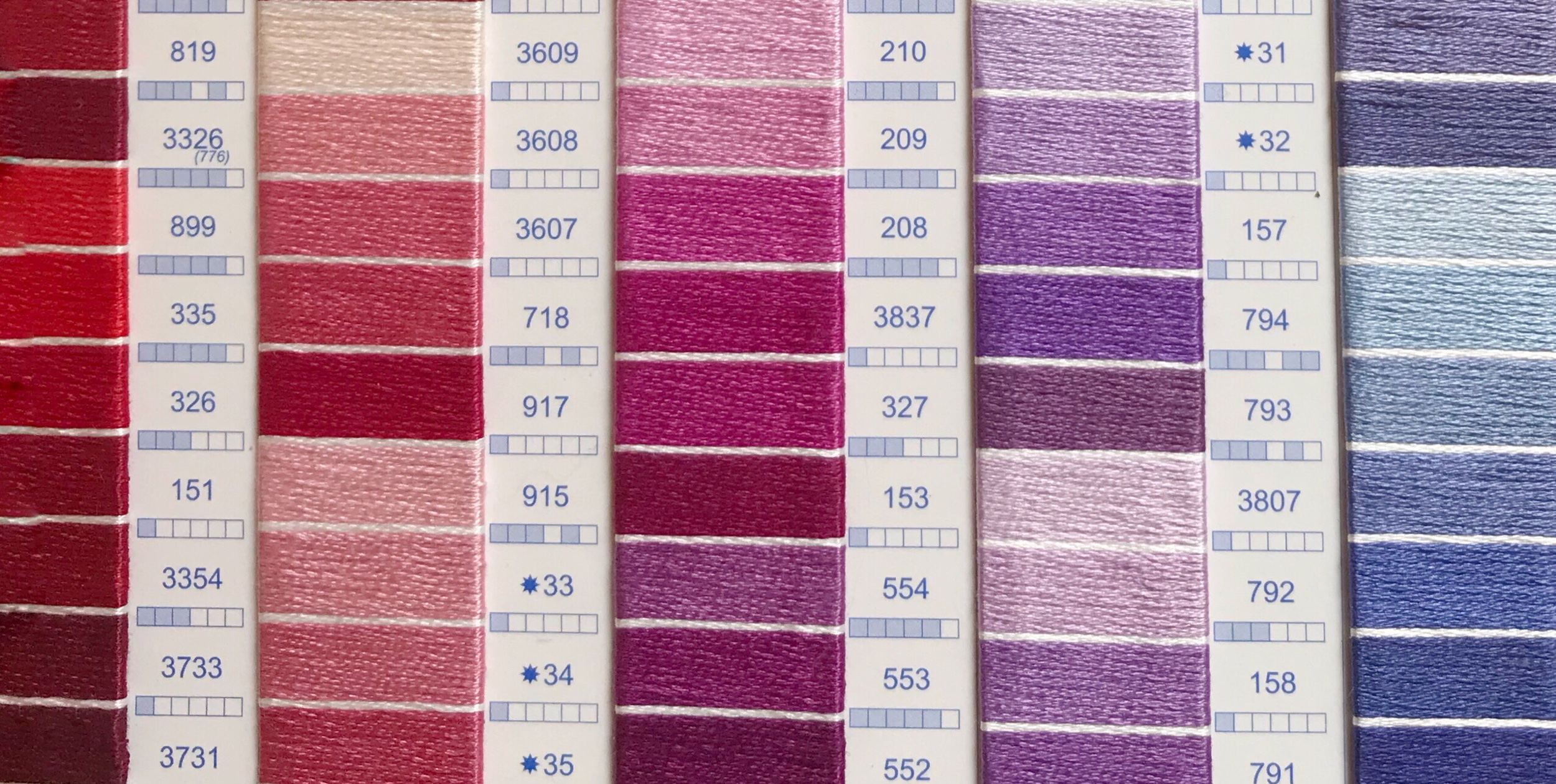 Example of a colour guide showing overall colours grouped tonally