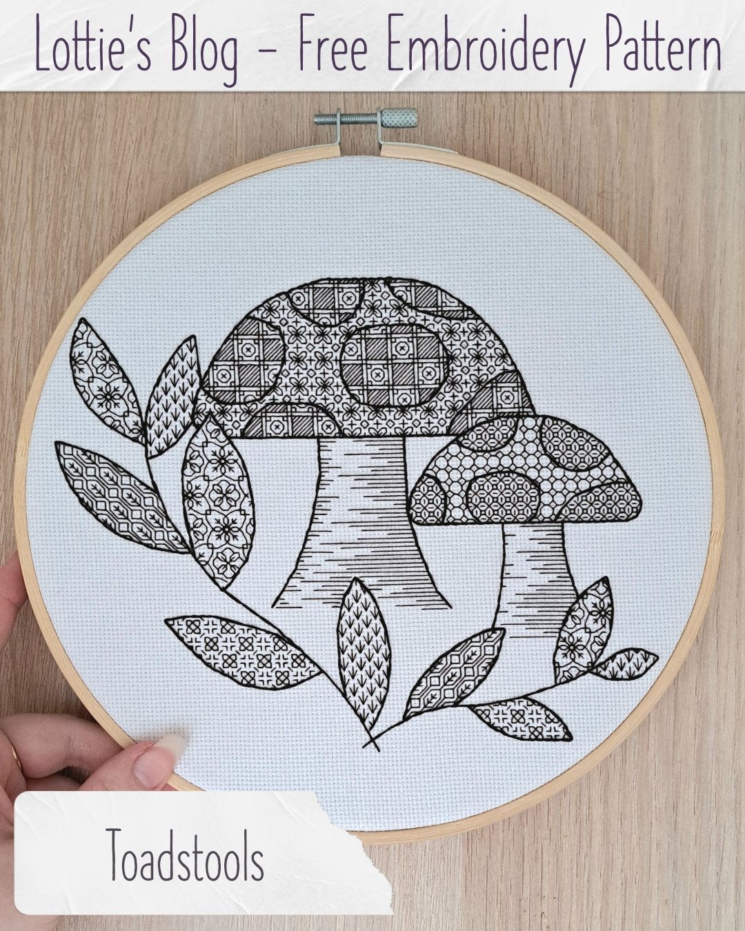 Toadstools - Free Blackwork Embroidery Pattern