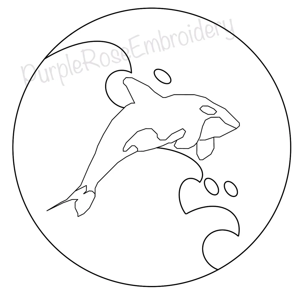 Sunset Orca - Free Blackwork Embroidery Pattern — Purple Rose Embroidery