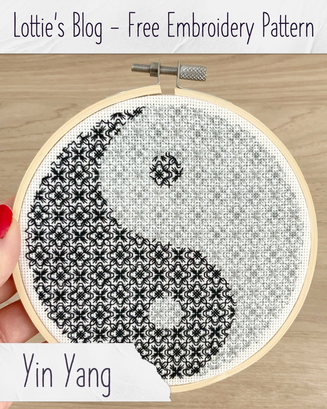 Yin Yang - Free Blackwork Embroidery Pattern