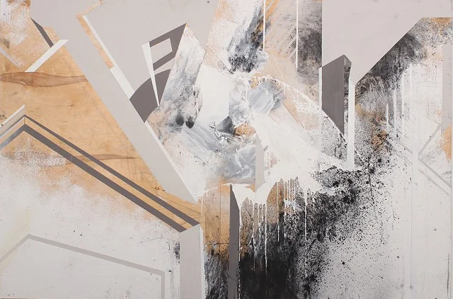unknown quantities. acrylic, enamel, graphite, charcoal on wood. 2014. 4'x6'