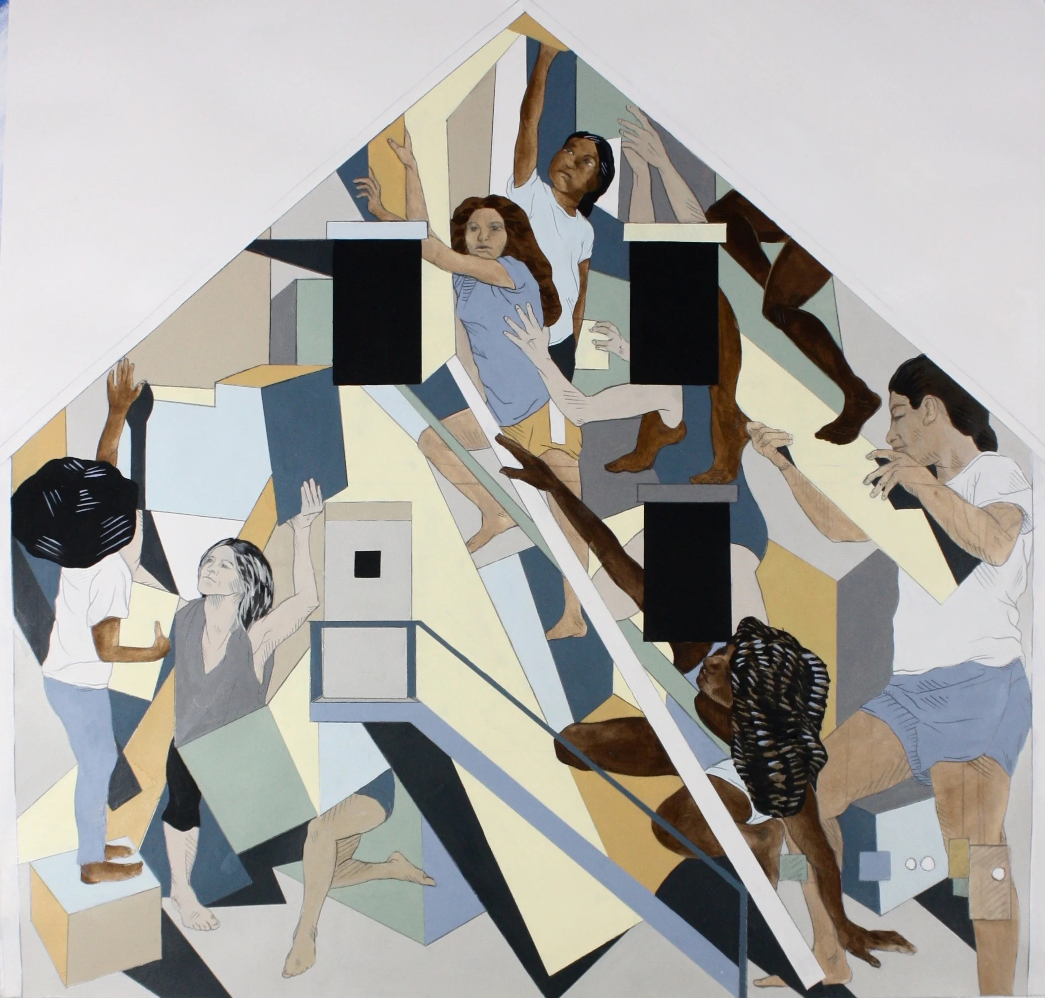 Lifted. Graphite and acrylic on paper. Drawing for O+ Festival, Kingston commissioned mural. 2018.