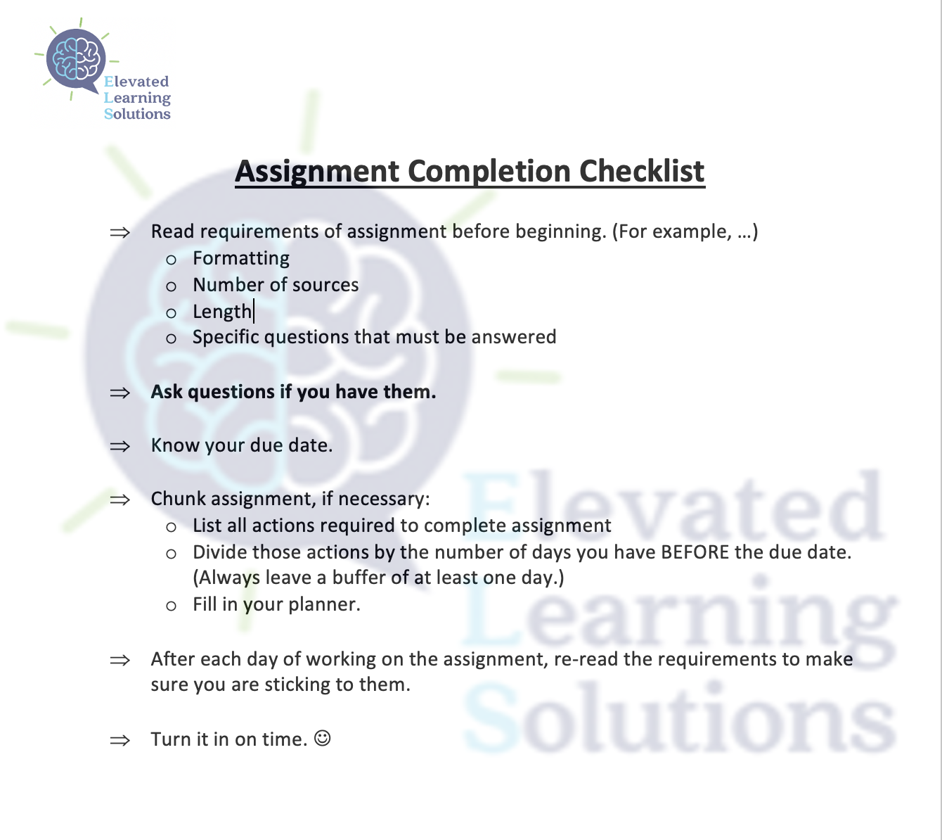 Assignment Completion Checklist