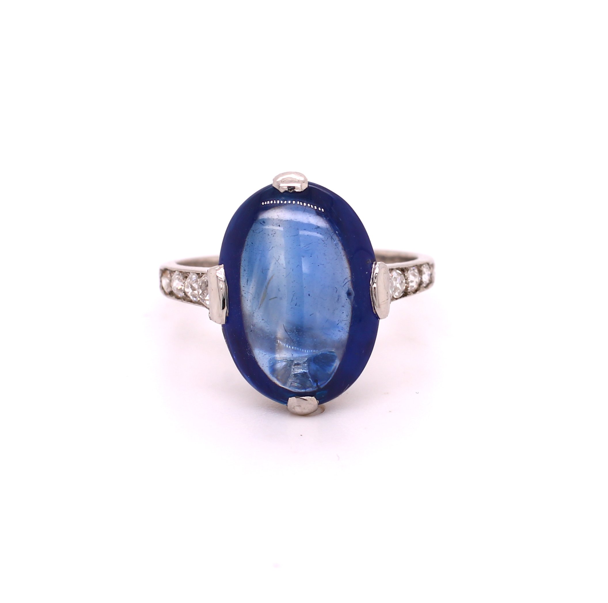 Edwardian Cabochon Sapphire & Diamond Ring by Boucheron