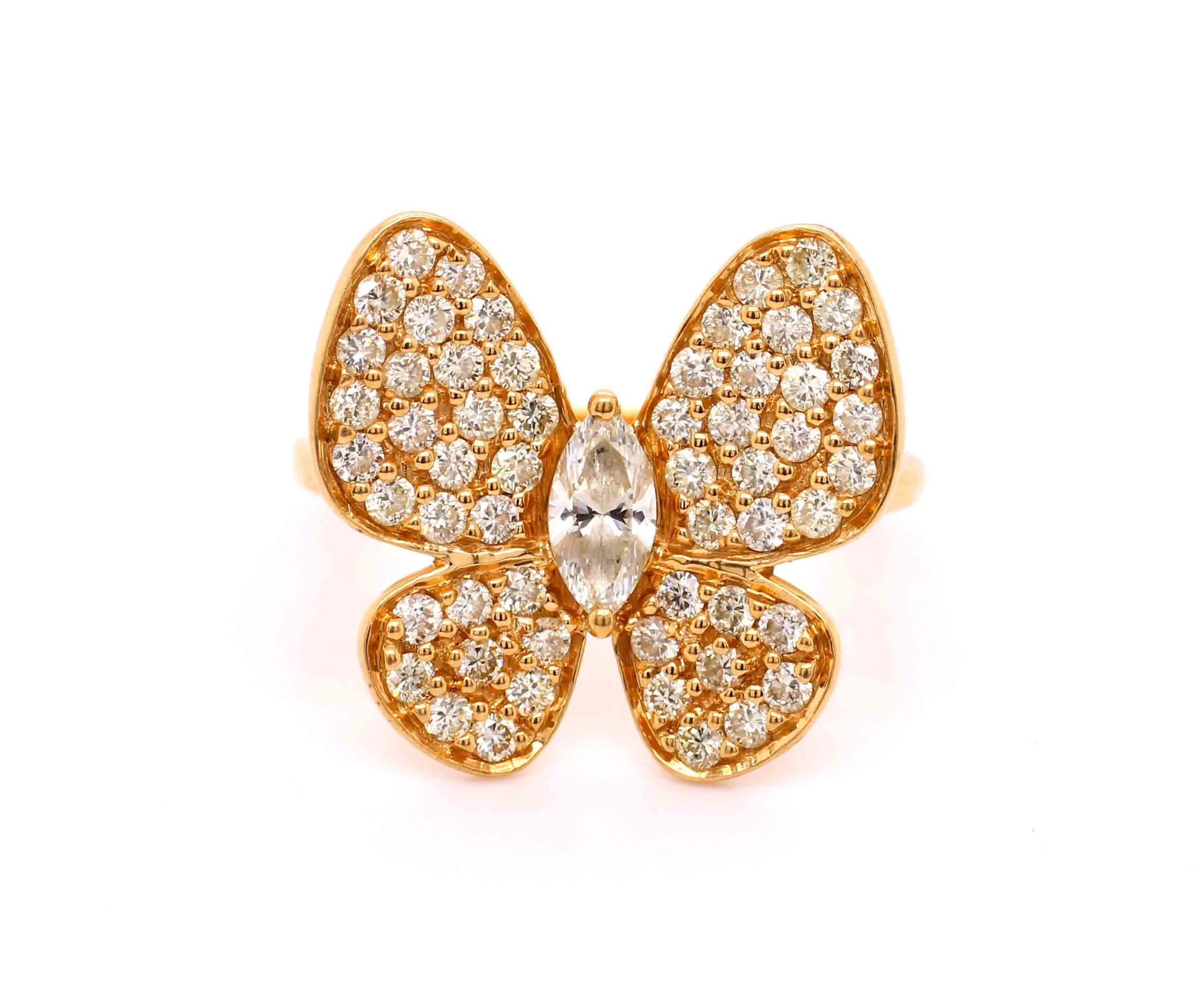 Contemporary Pave Diamond Butterfly Ring